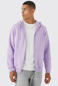 Lilac Purple Core Zip Through Hoodie