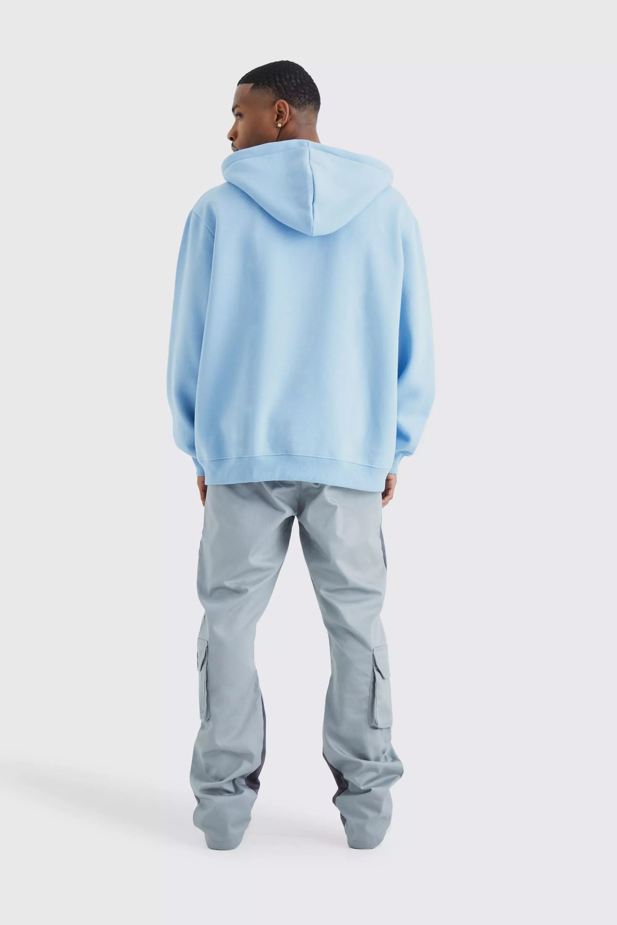 Recycelter Oversize Hoodie mit Reißverschluss, Pastel blue alternatives Bild