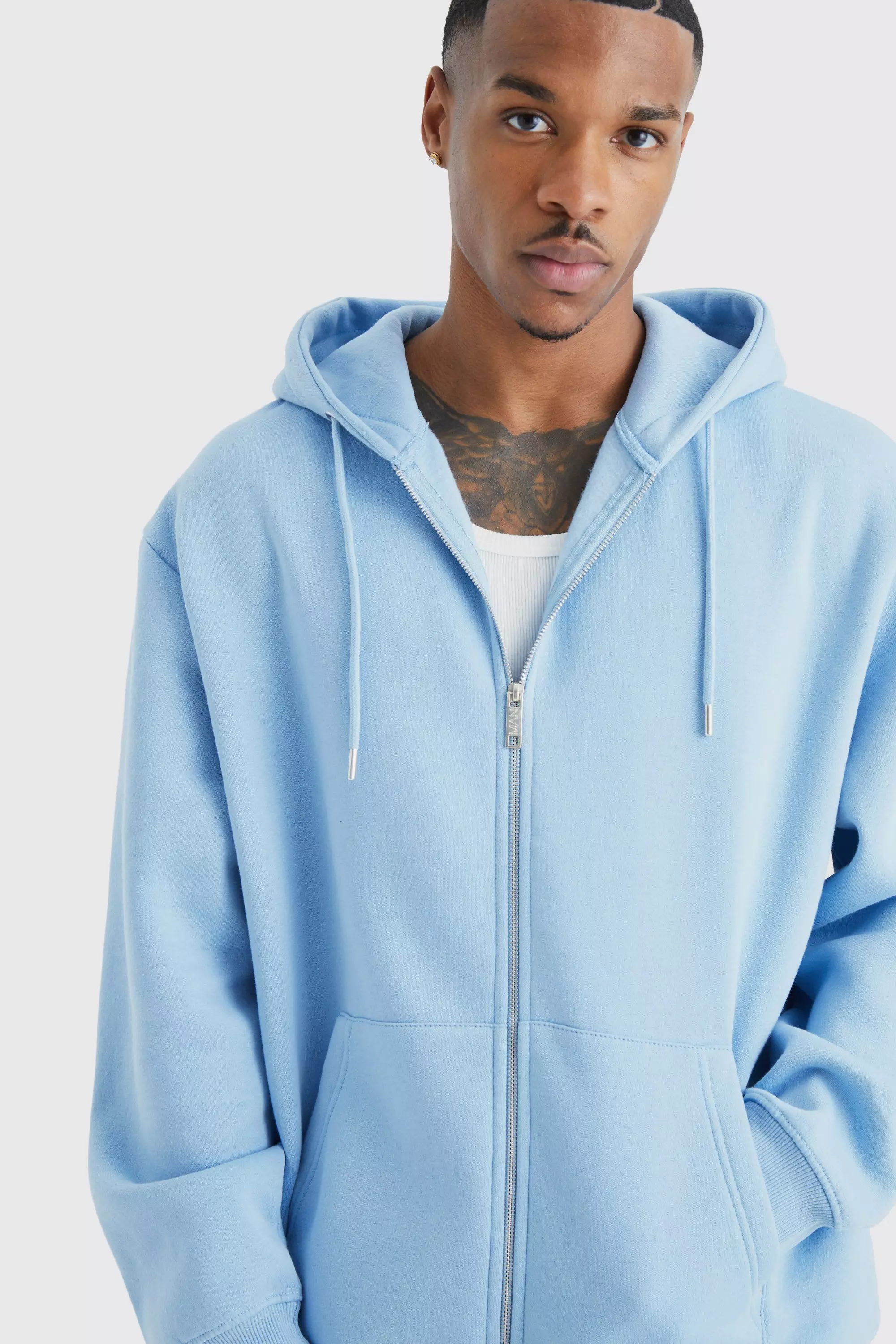Recycelter Oversize Hoodie mit Reißverschluss, Pastel blue alternatives Bild