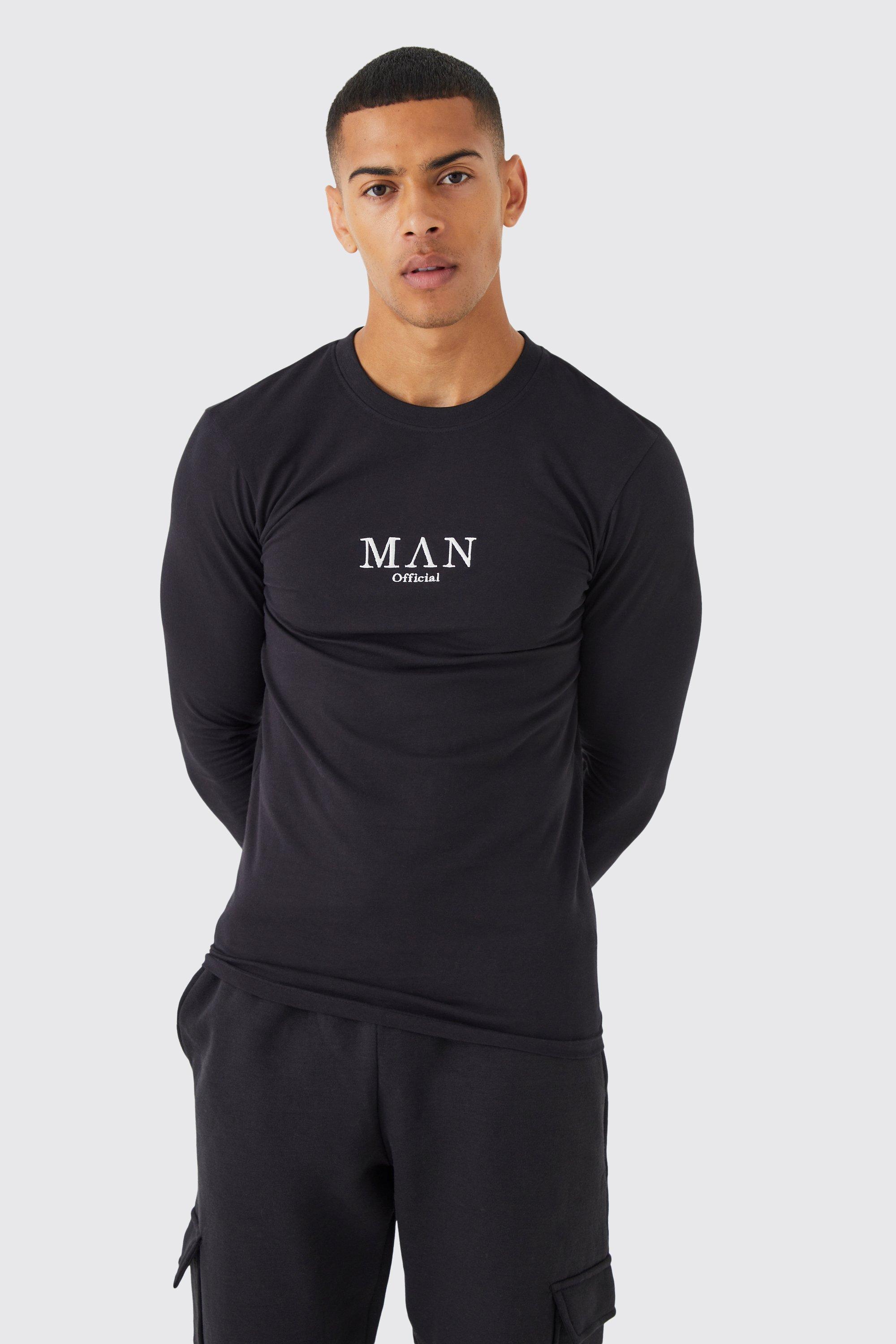 boohooMAN Men's Mesh Muscle Fit Graphic Long Sleeve T-Shirt