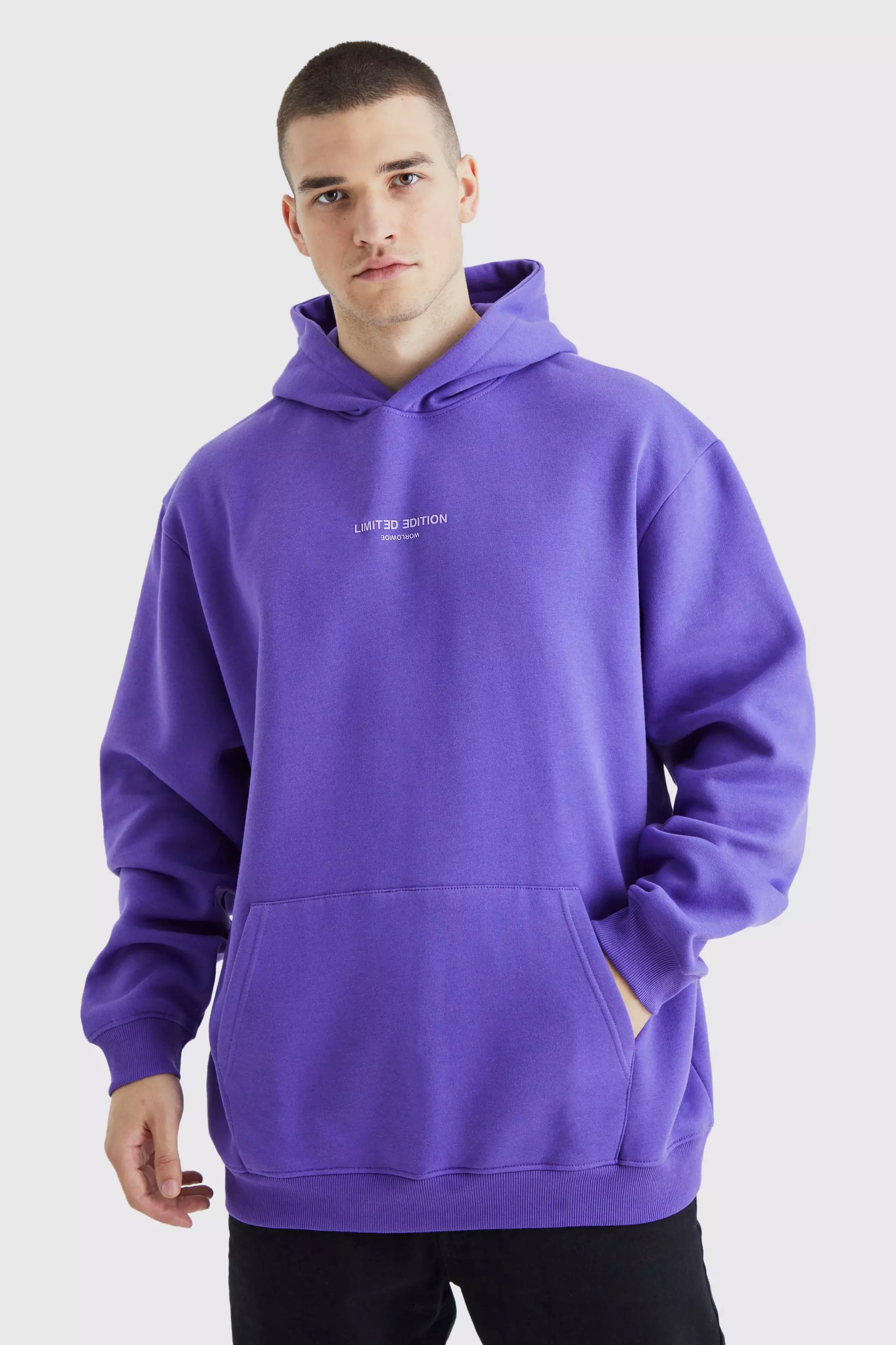boohooMAN Core Zip Through Hoodie - Purple - Size M