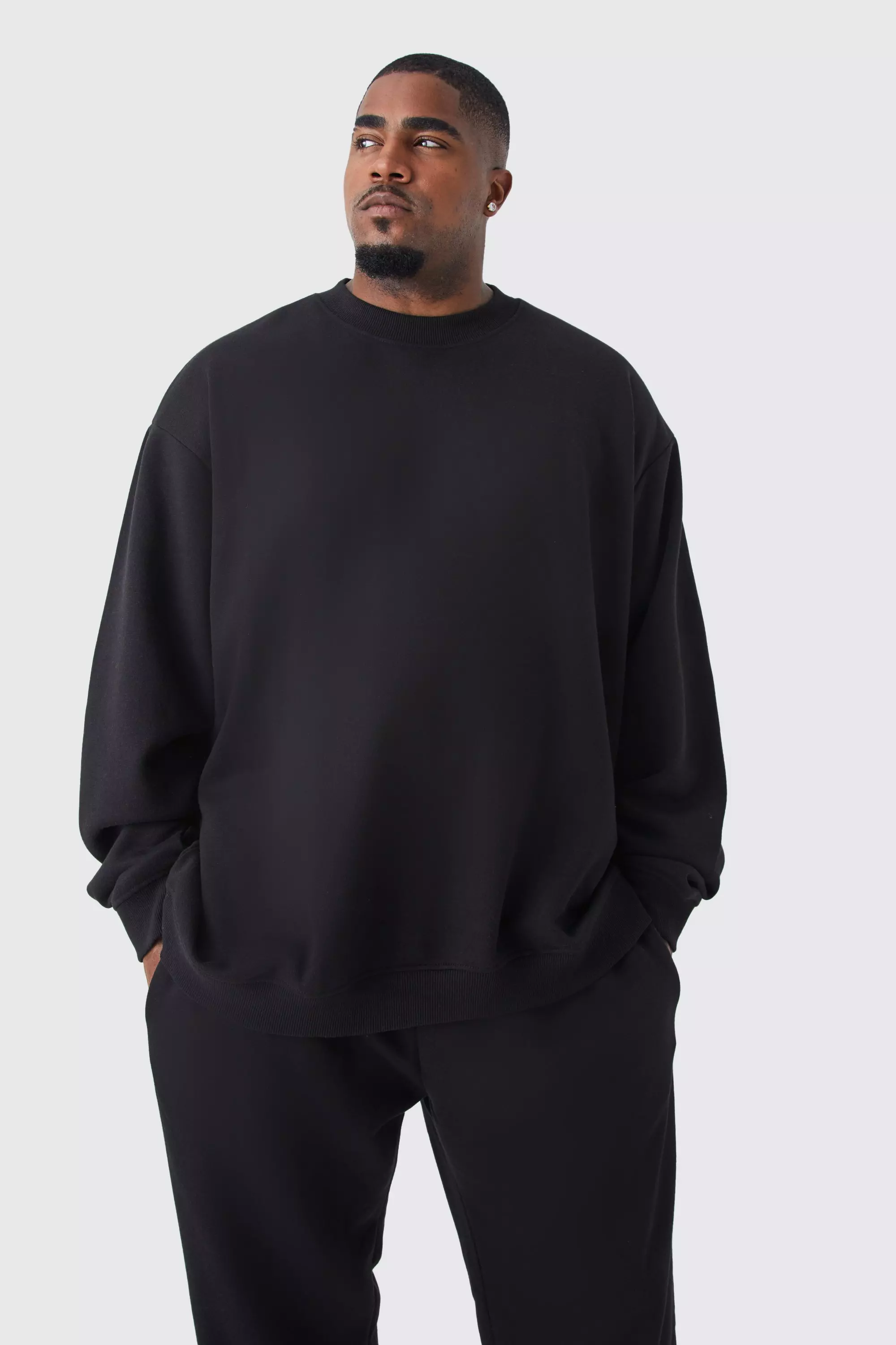 Oversized black sweatshirt mens sales