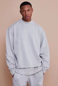 Grey Oversized Boxy Heavyweight Sweatshirt