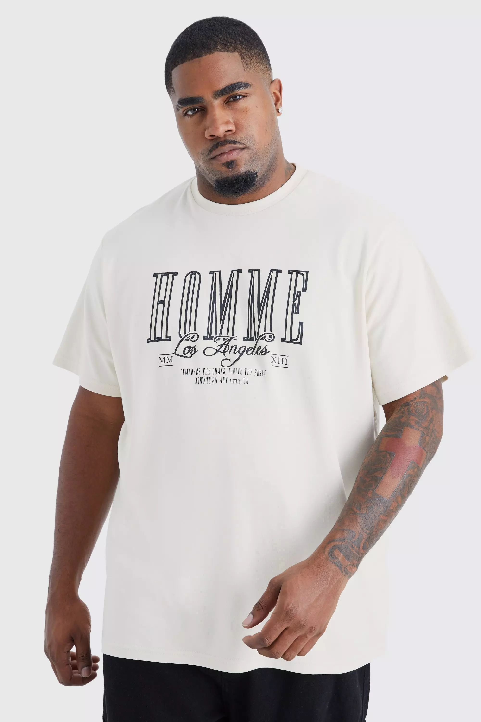 Plus Slim Interlock Homme Graphic T-shirt Ecru