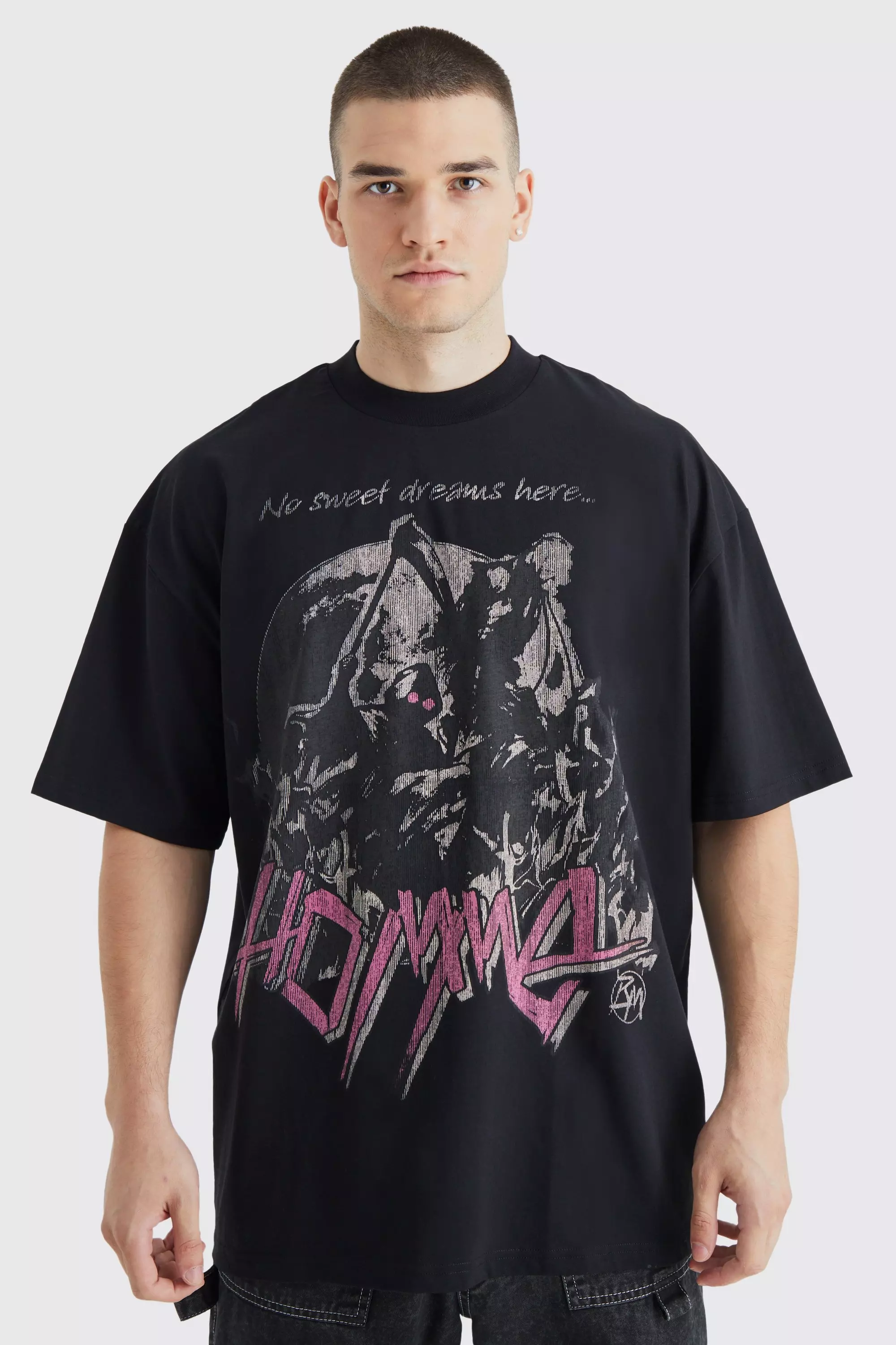 Tall Oversized Graphic Homme T-shirt black