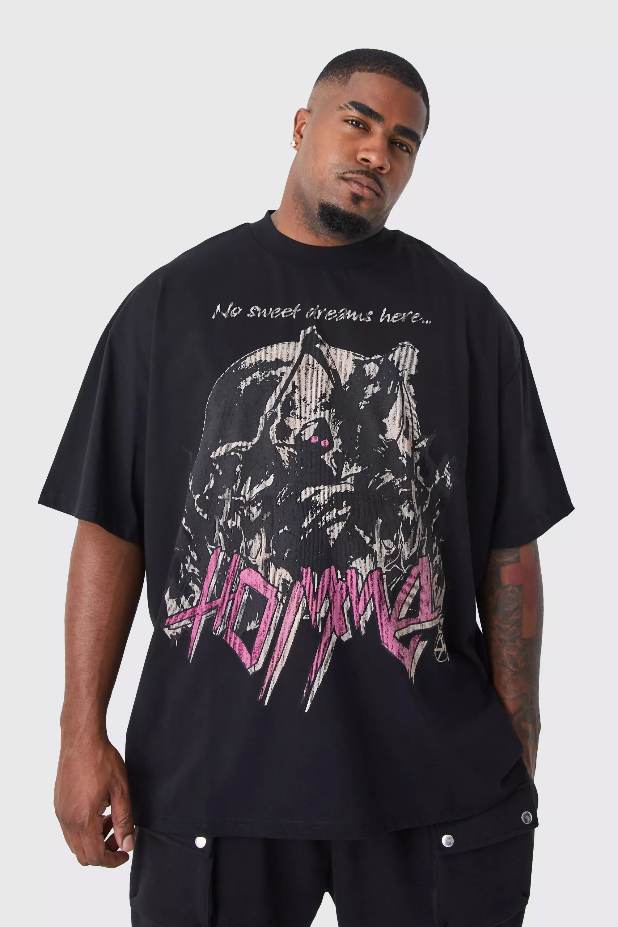 Plus Oversized Graphic Homme T-shirt black