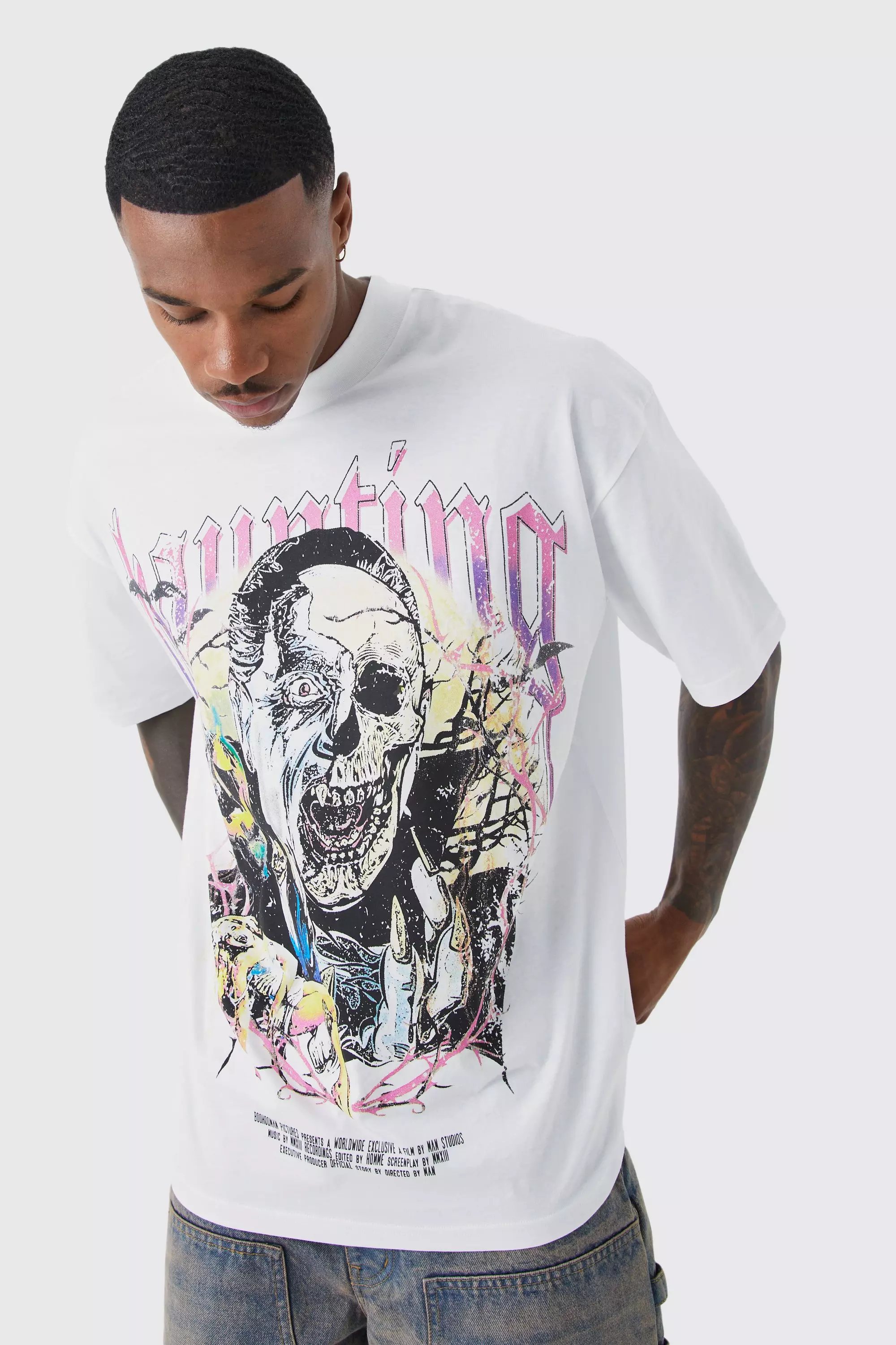 Oversized Haunting Graphic T-shirt Ecru