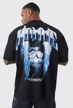 Oversized Skeleton Homme T-shirt Black