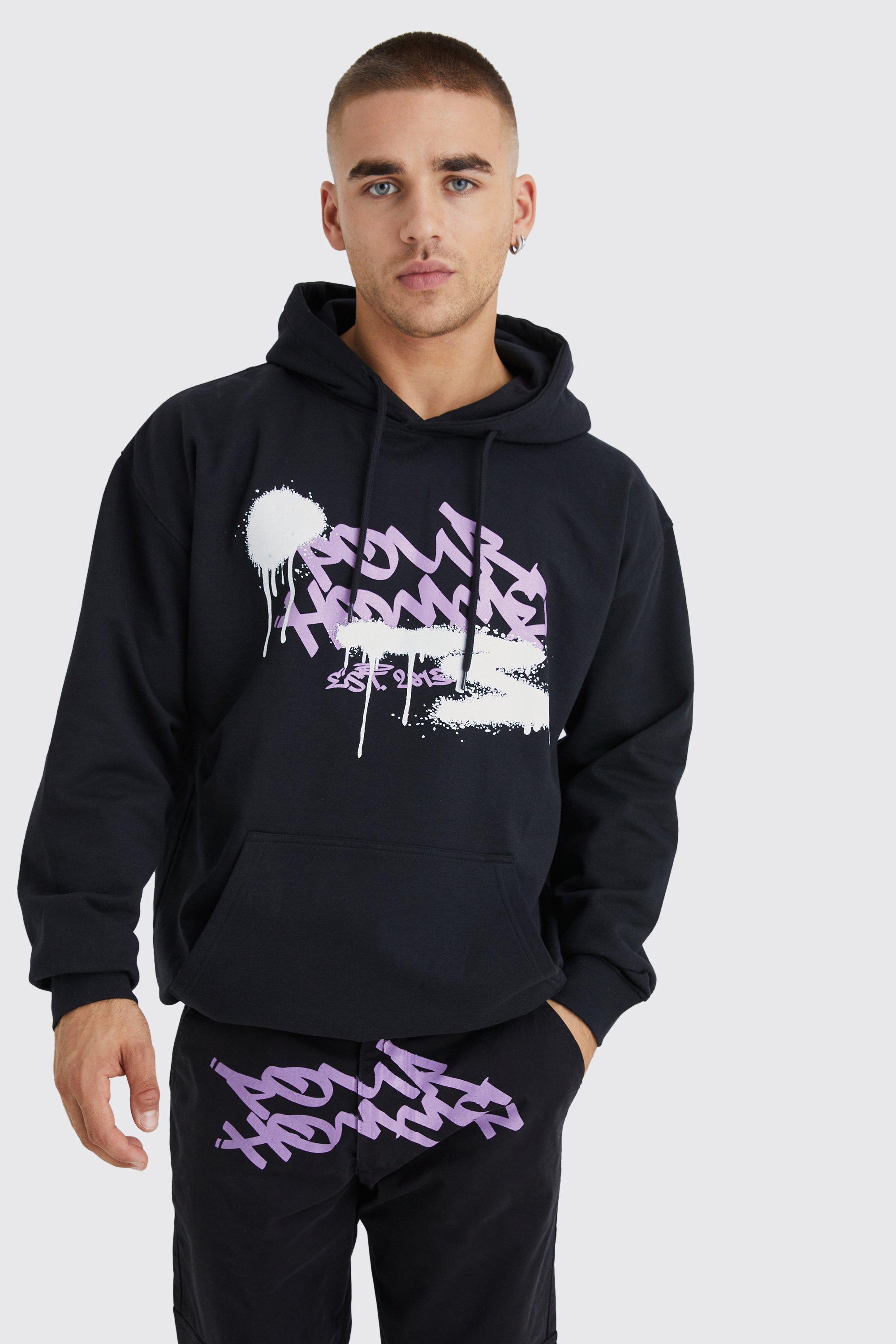 Boohooman black online hoodie