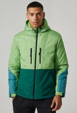 Relaxed Colour Block Polar Fleece Jacket Lime
