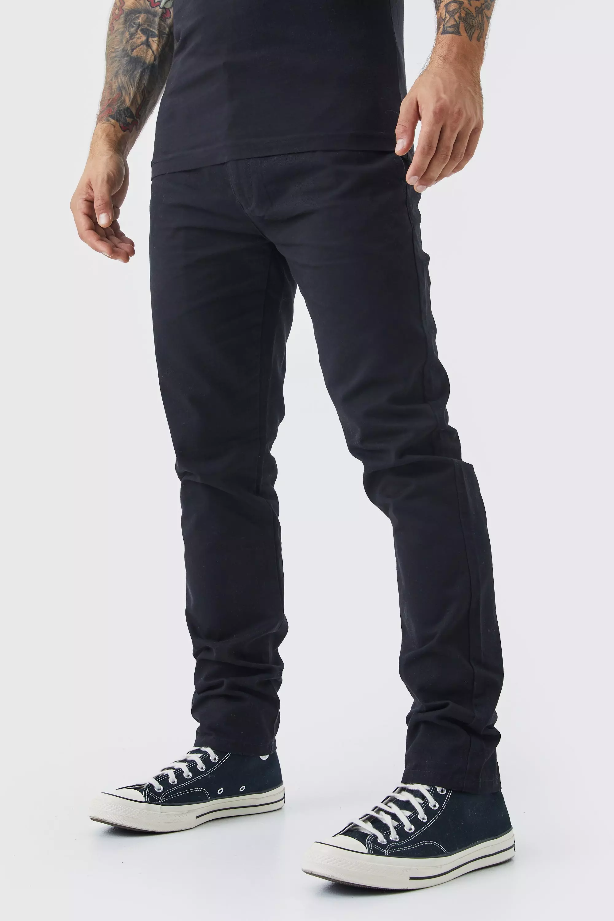 Black Fixed Waist Skinny Chino Pants