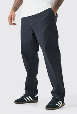 Black Plus Fixed Waist Slim Chino Trouser
