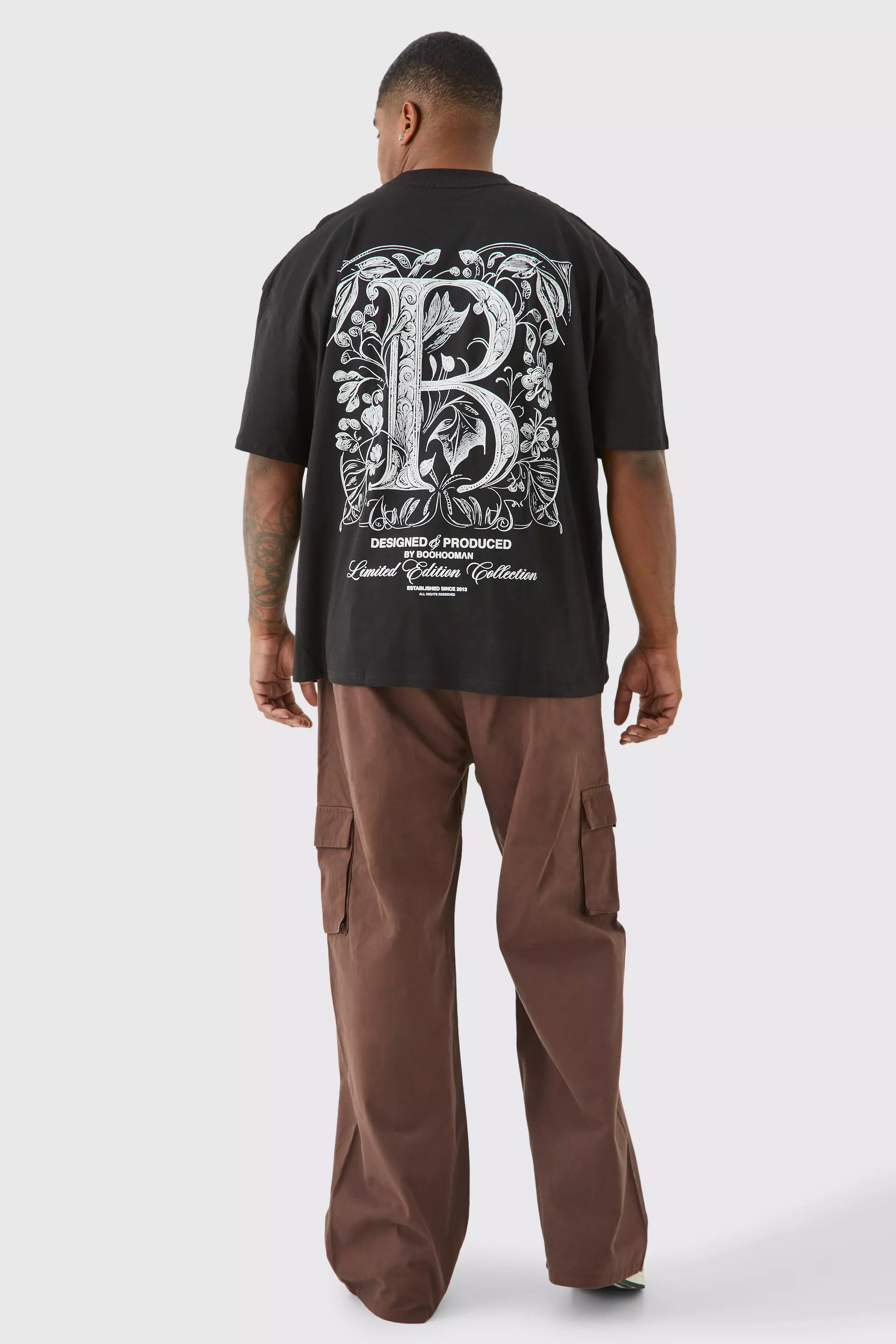 Chocolate Plus Elasticated Waist Relaxed Fit Cargo Trousers alternative image