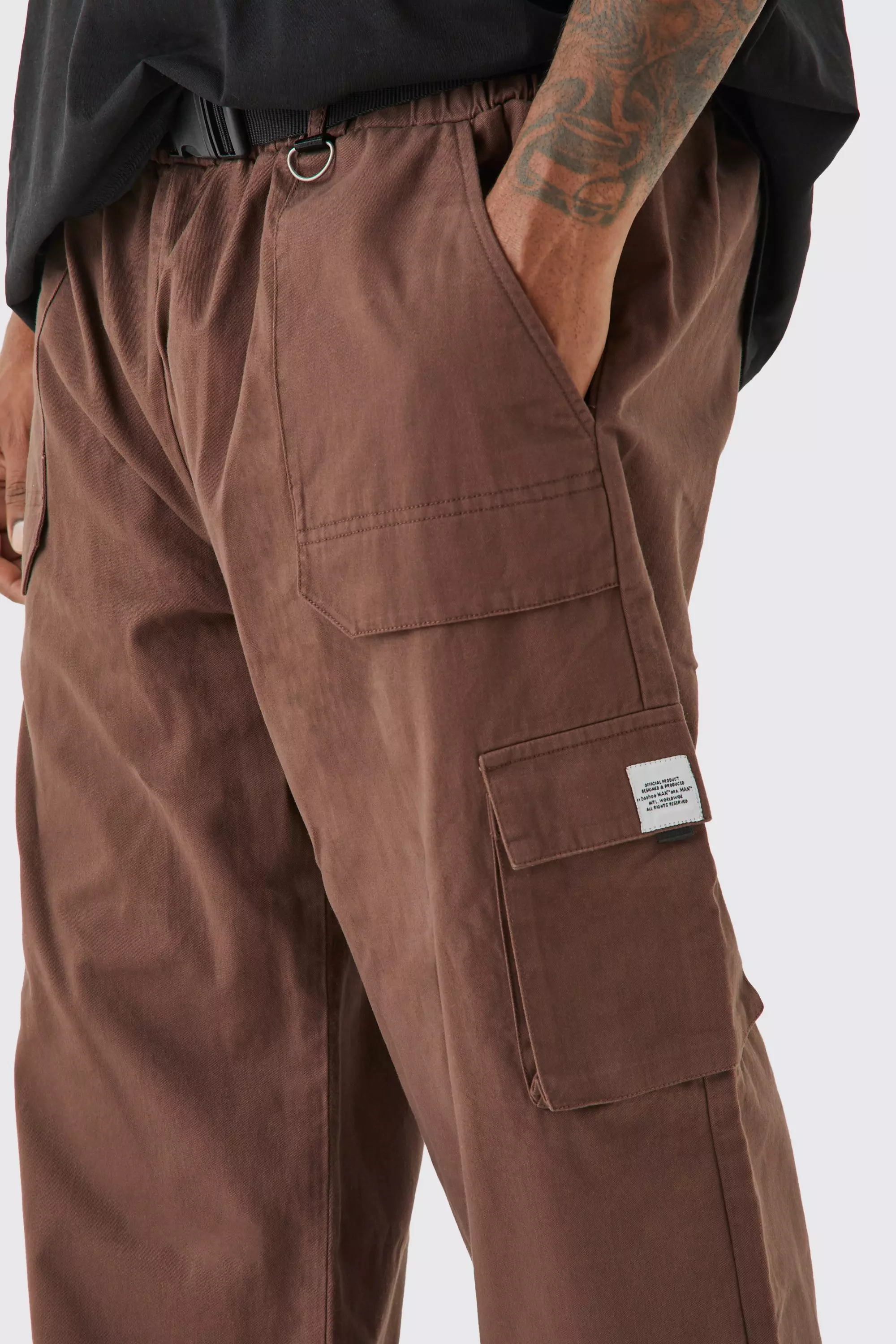 Chocolate Plus Elasticated Waist Relaxed Fit Cargo Trousers alternative image