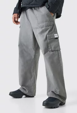 Plus Elastic Waist Relaxed Fit Buckle Cargo Jogger Slate