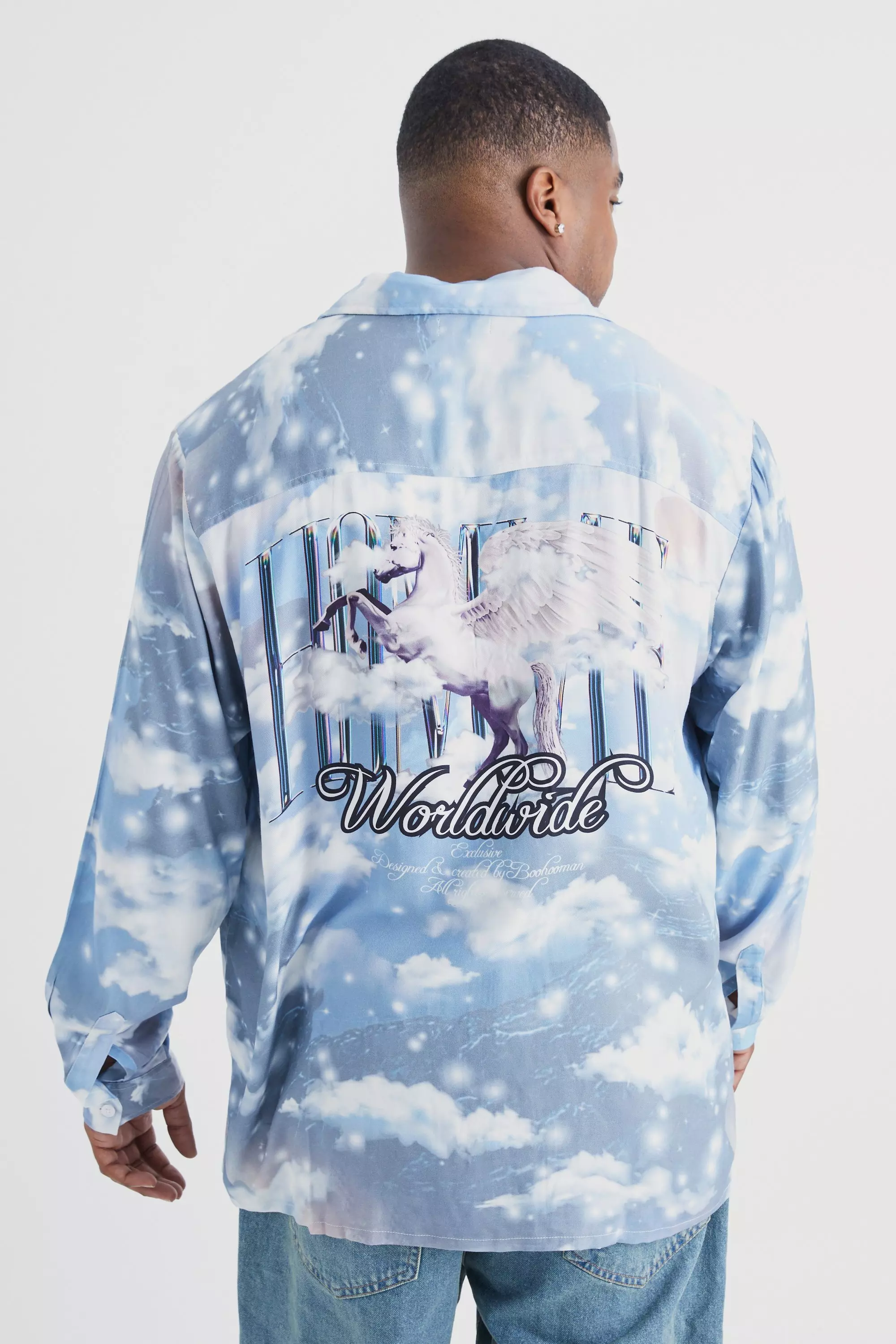 boohooMAN Men's Oversized Graphic Unicorn Jumper