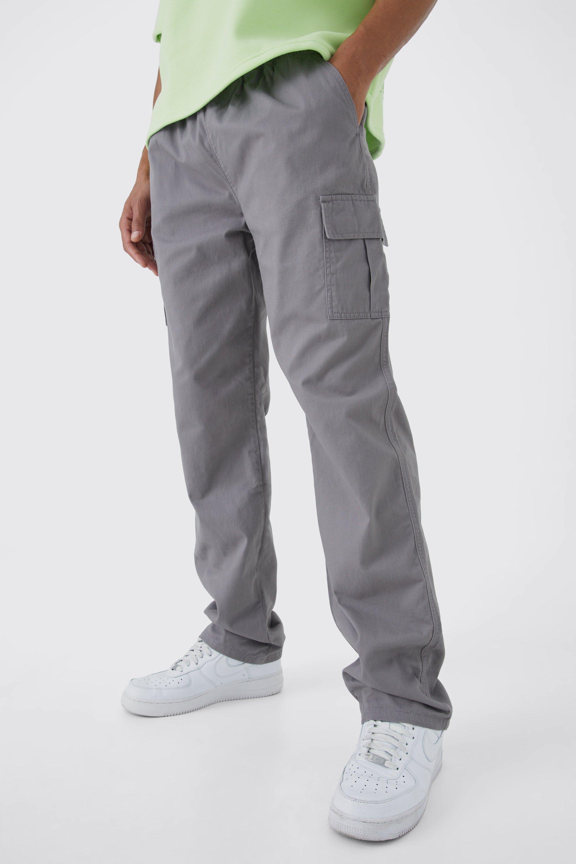 Fixed Waist Straight Leg Twill Cargo Pants