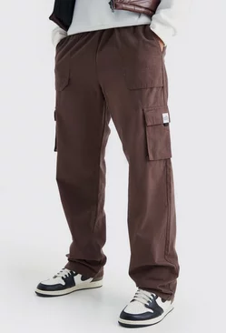 Tall Elastic Waist Relaxed Fit Buckle Cargo Jogger Chocolate