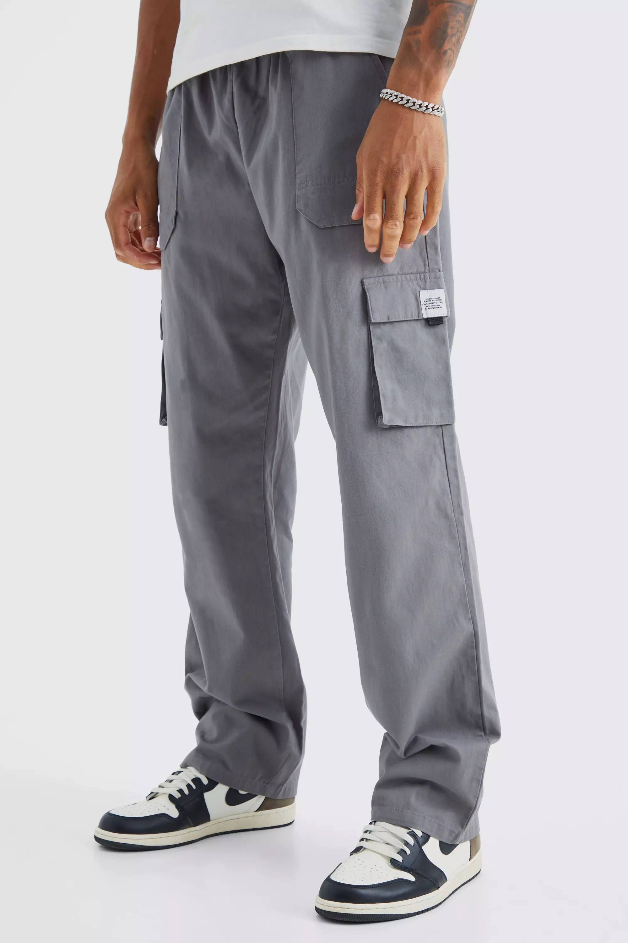 Tall Elastic Waist Relaxed Fit Buckle Cargo Jogger Slate