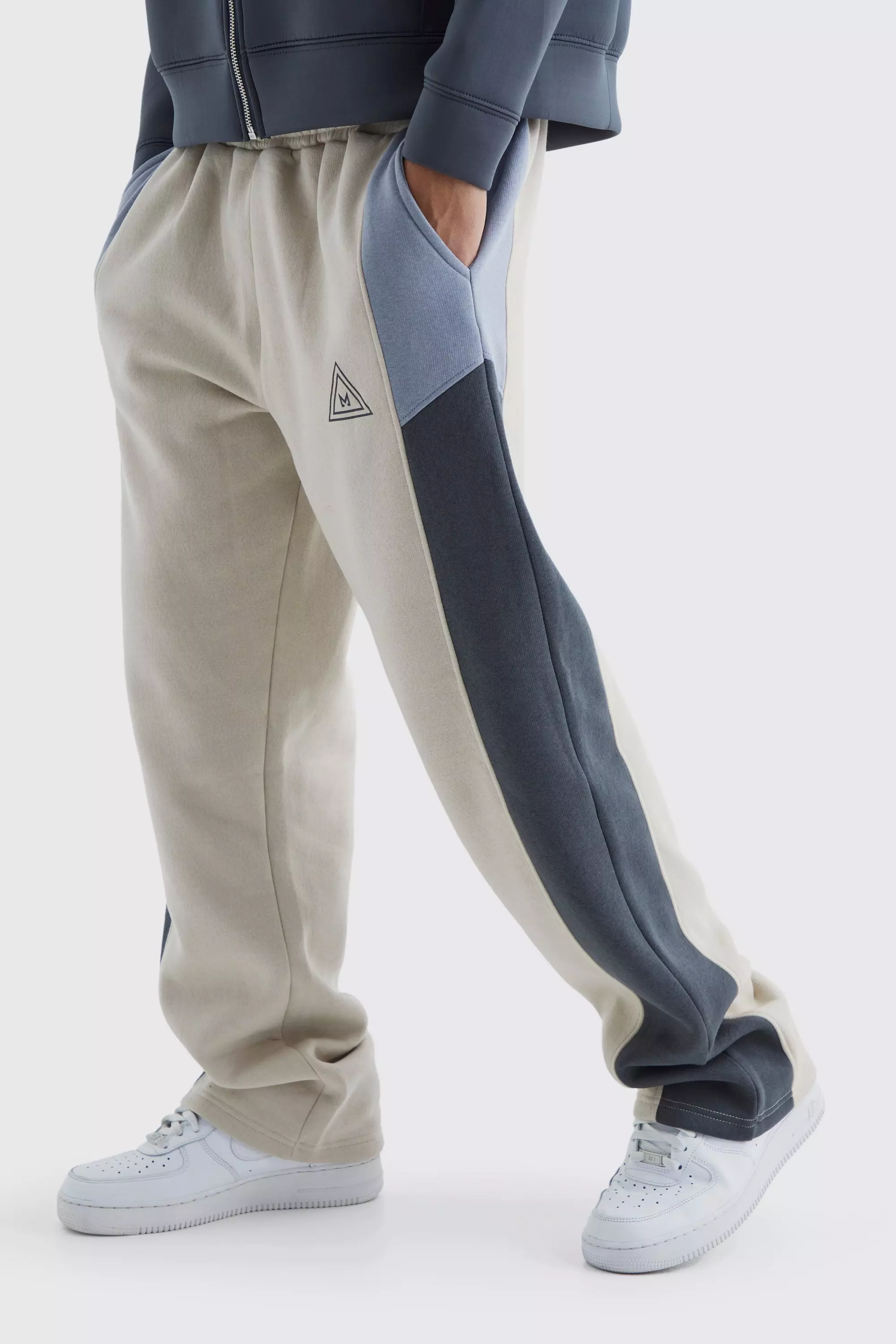 Relaxed Colour Block Branded Sweatpants Charcoal