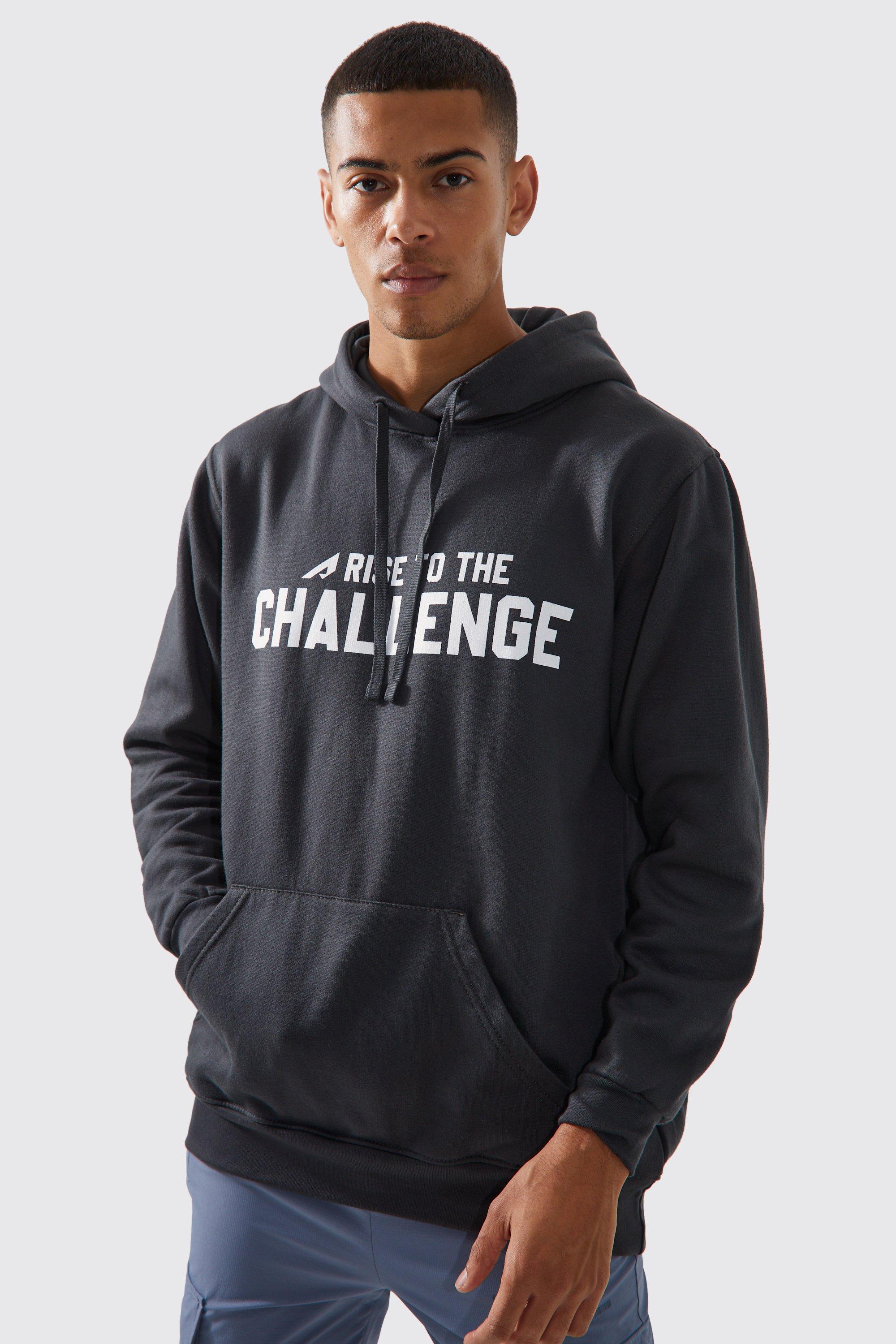 Active Oversized Rise To The Challenge Hoodie boohooMAN USA