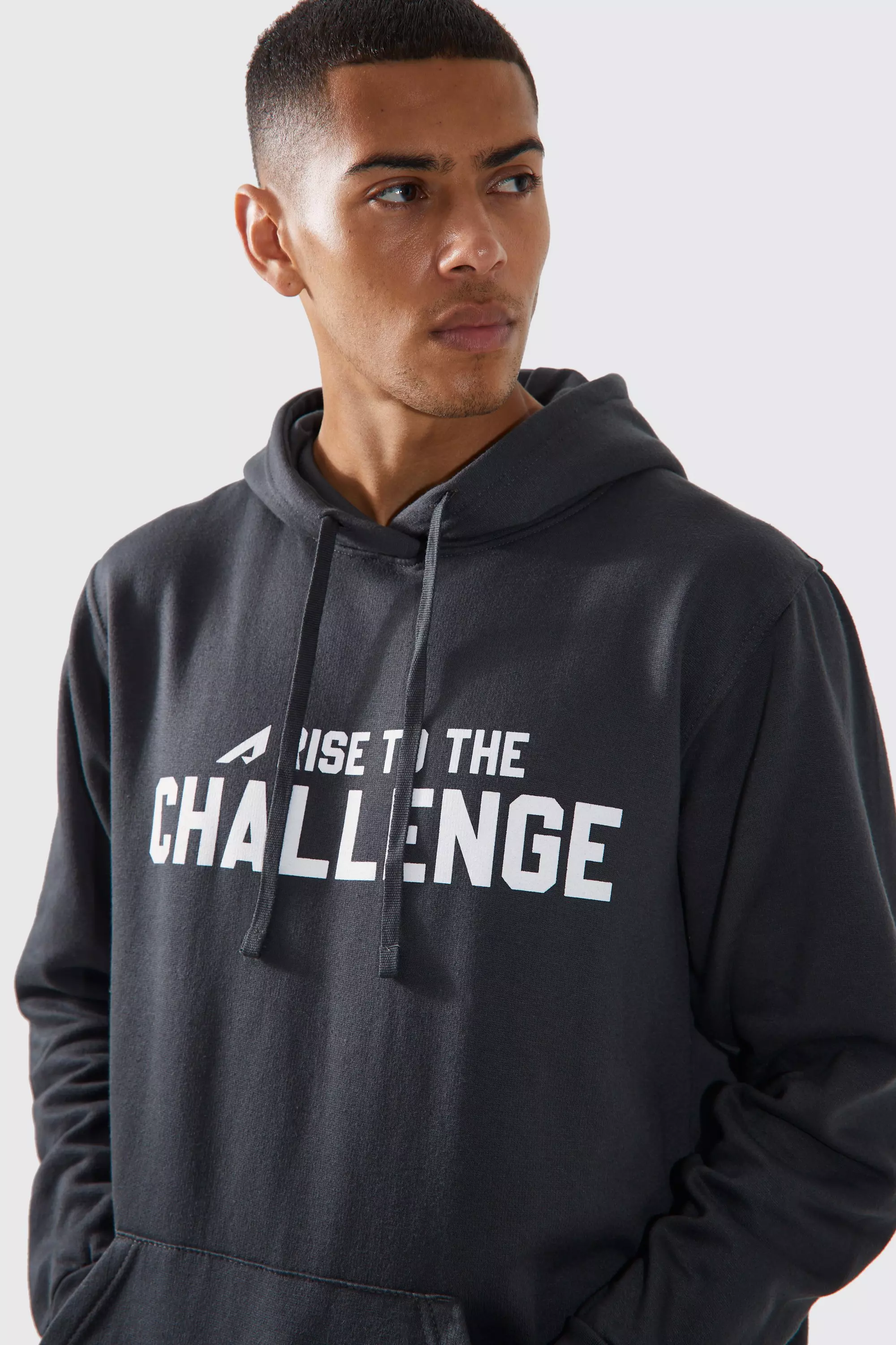 Active Oversized Rise To The Challenge Hoodie boohooMAN