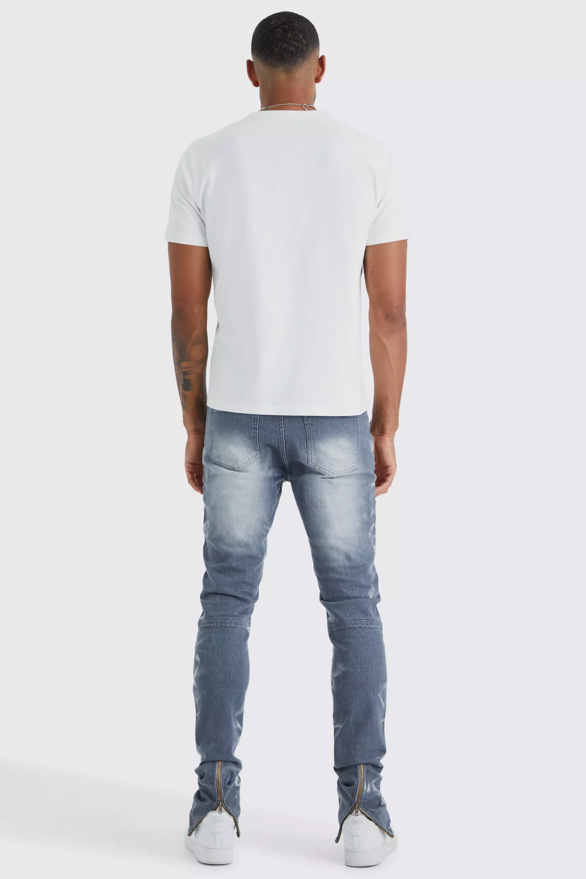 Mid grey Tall Skinny Stretch Stacked Zip Hem Jeans alternative image