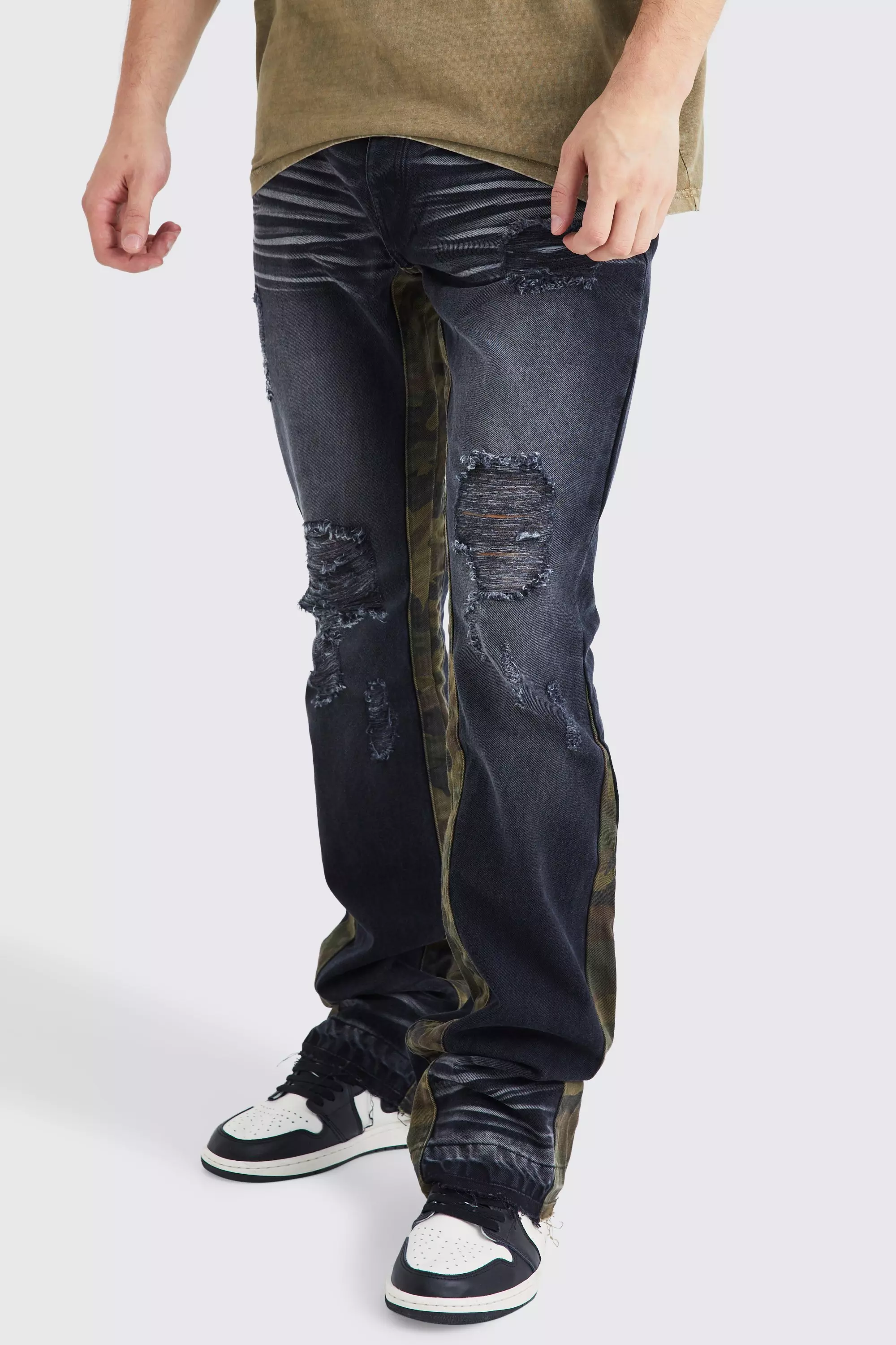 Black Casual Ripped Flare Jeans – The Lone Roan