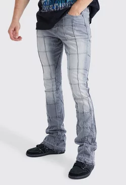 Grey Tall Slim Rigid Flare Panelled Gusset Jean