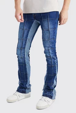 Blue Tall Slim Rigid Flare Panelled Gusset Jean