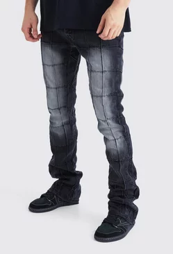 Black Tall Slim Rigid Flare Panelled Gusset Jean