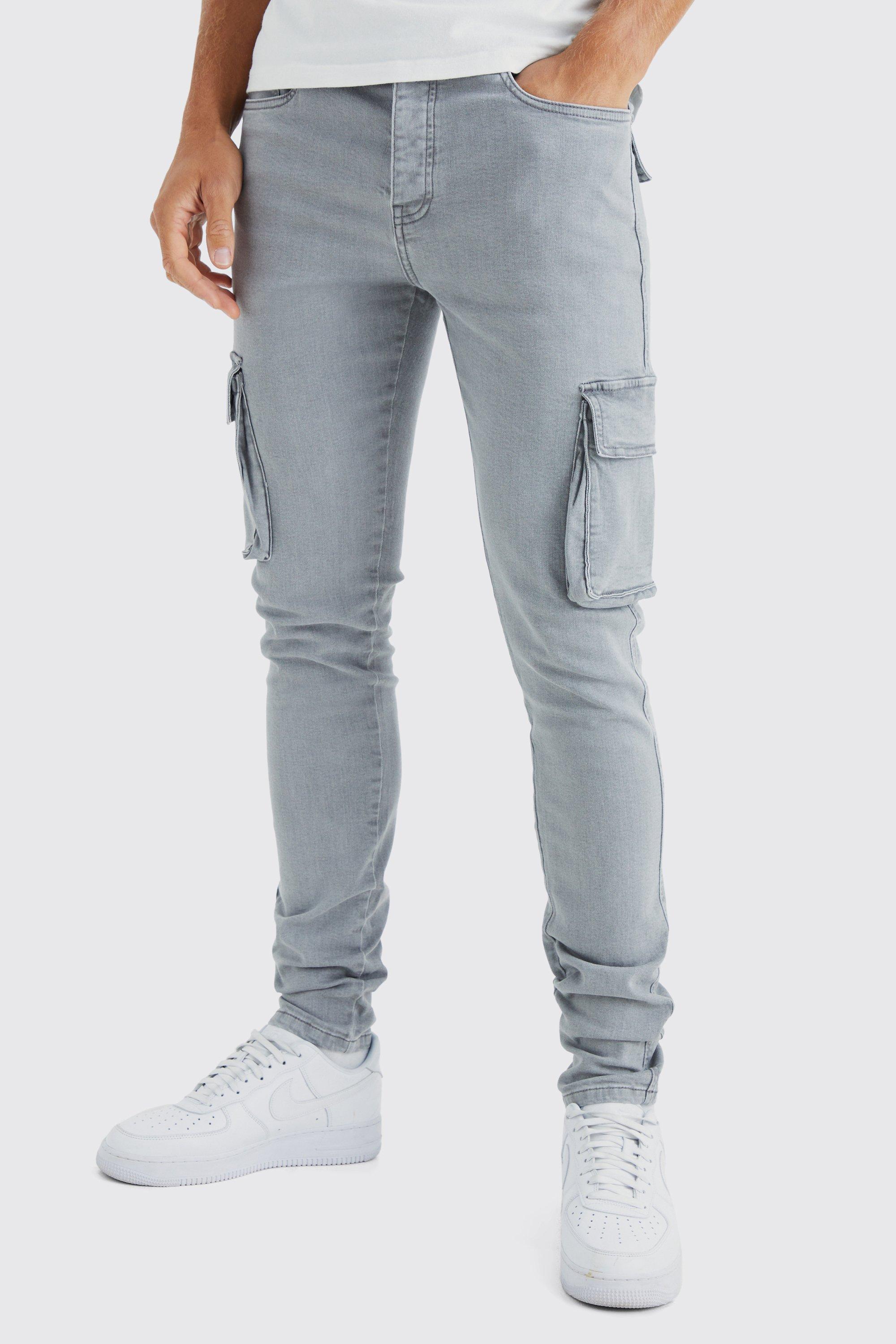 boohooMAN Men's Tall Skinny Carpenter Cargo Jeans