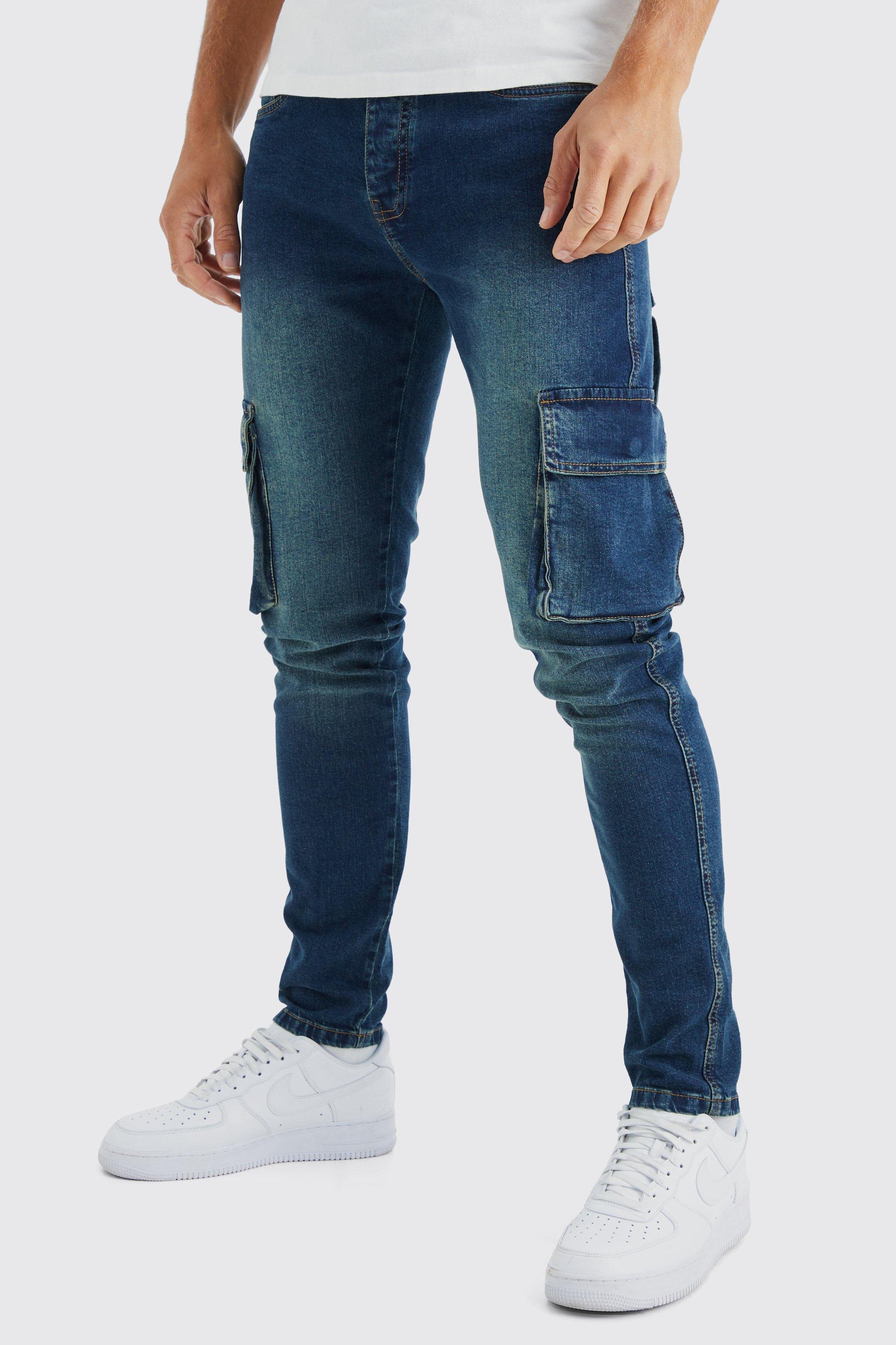 boohooMAN Men's Tall Skinny Carpenter Cargo Jeans