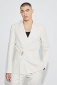 Stone Slim Fit Double Breasted Seam Detail Blazer