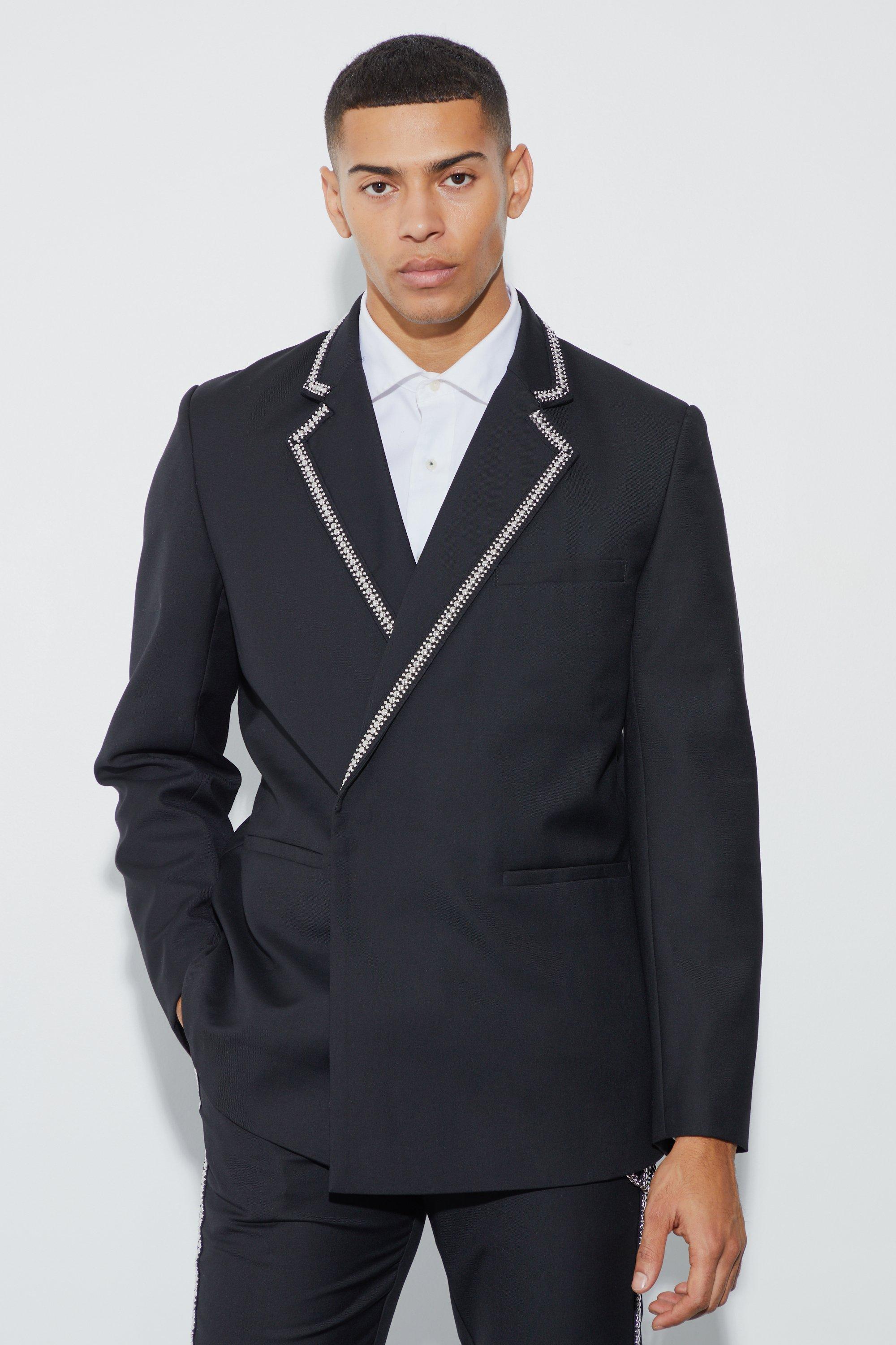 Black Baggy Blazer Met Dubbele Knopen En Studs