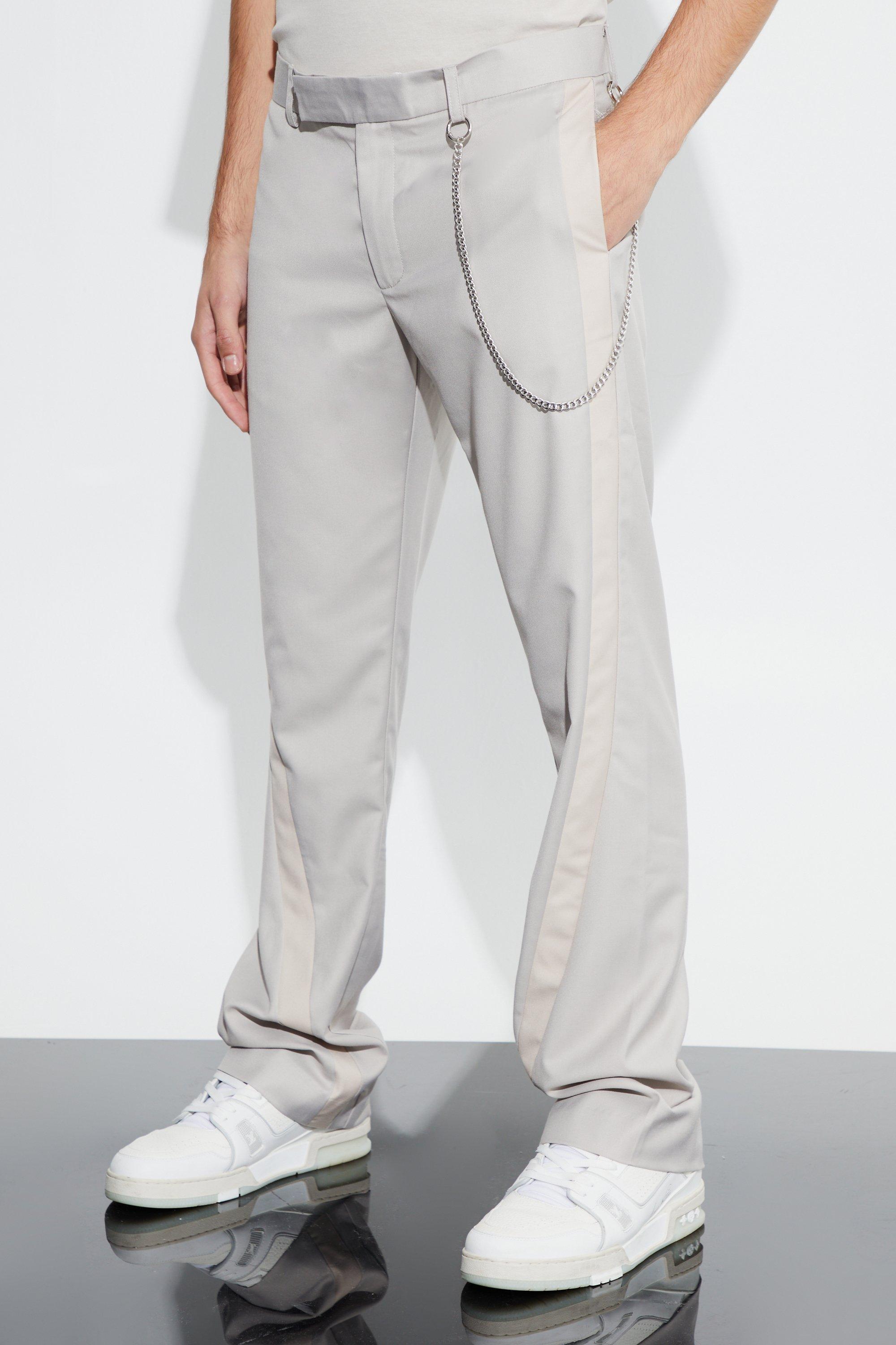 Ecru Slim Fit Flare Colour Block Panel Pants