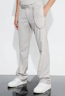 Ecru White Slim Fit Flare Colour Block Panel Pants