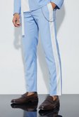 Pantalon slim color block avec chaîne, Light blue