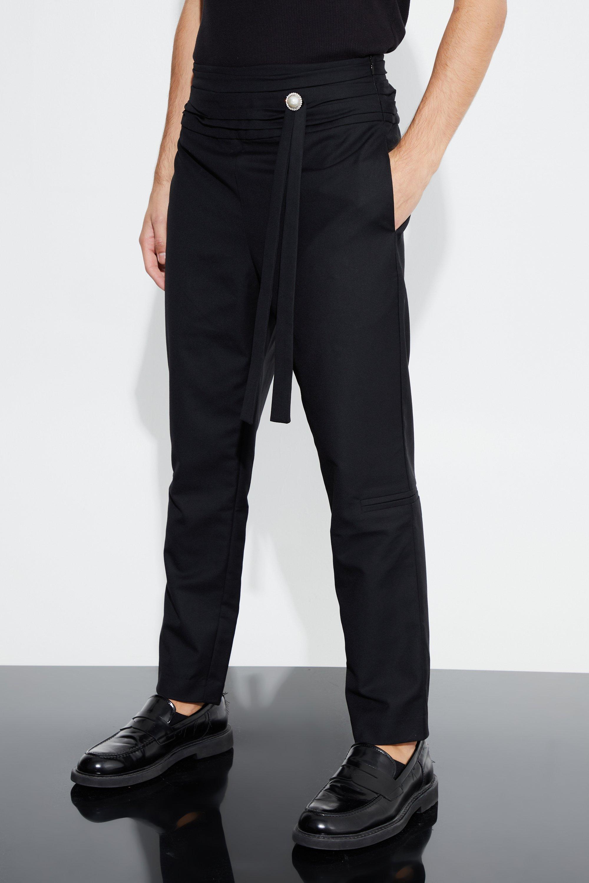 Black Baggy Broek Met Cumberband Wikkel Riem