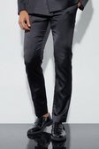 Black Skinny Fit Satin Suit Trouser