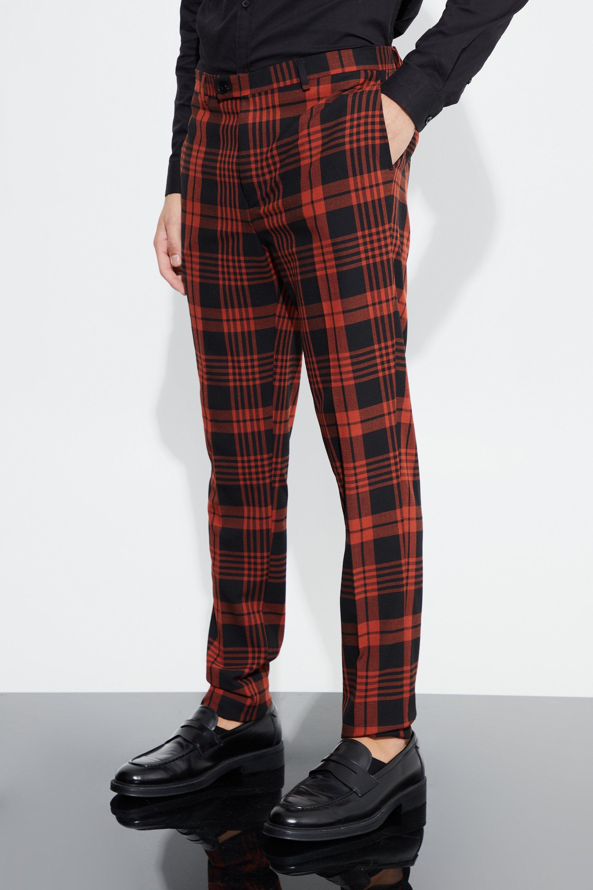 Red skinny plaid on sale pants