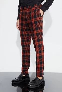 Tall Super Skinny Red Plaid Pants Red