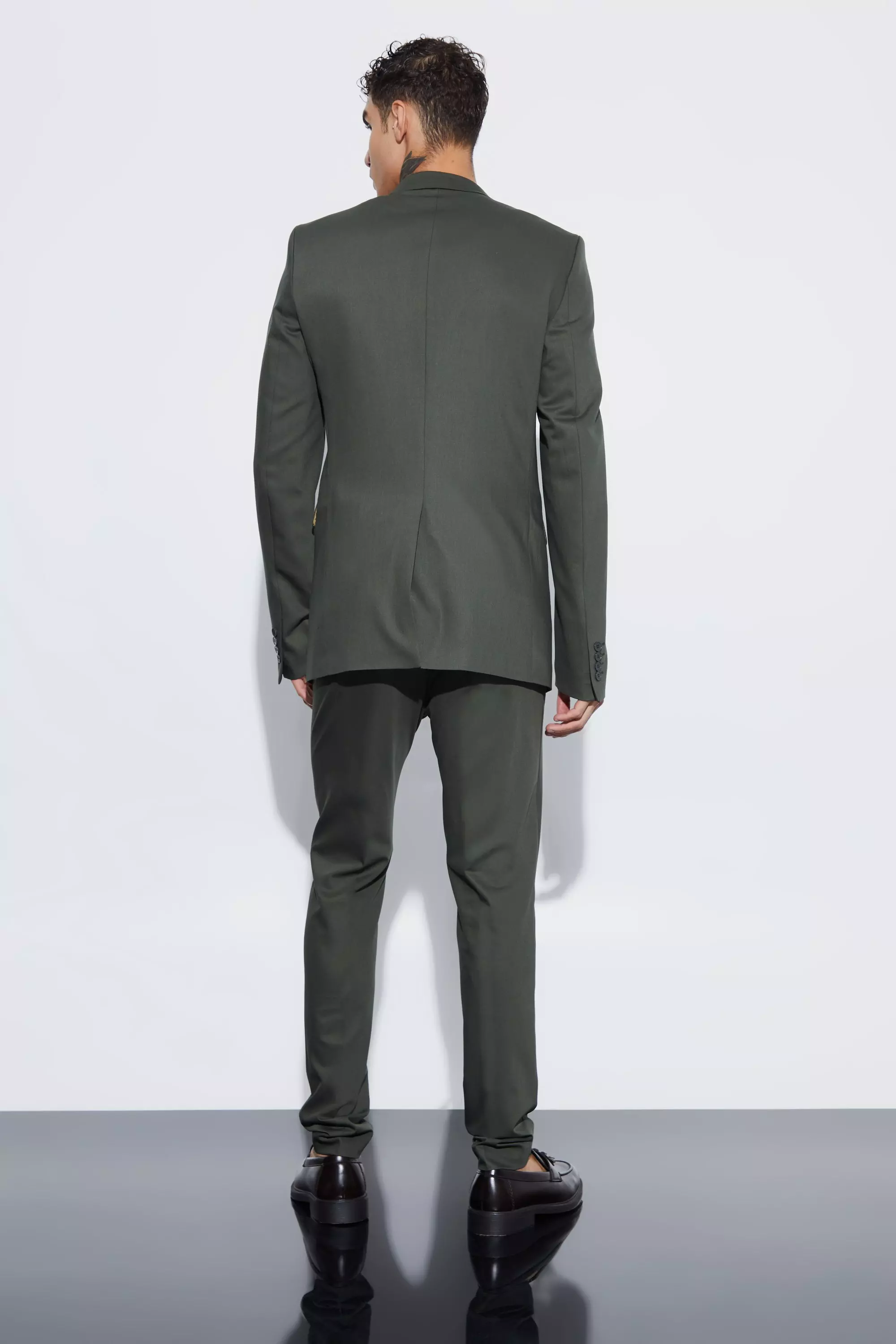 Khaki Tall Super Skinny Double Breasted Blazer alternative image