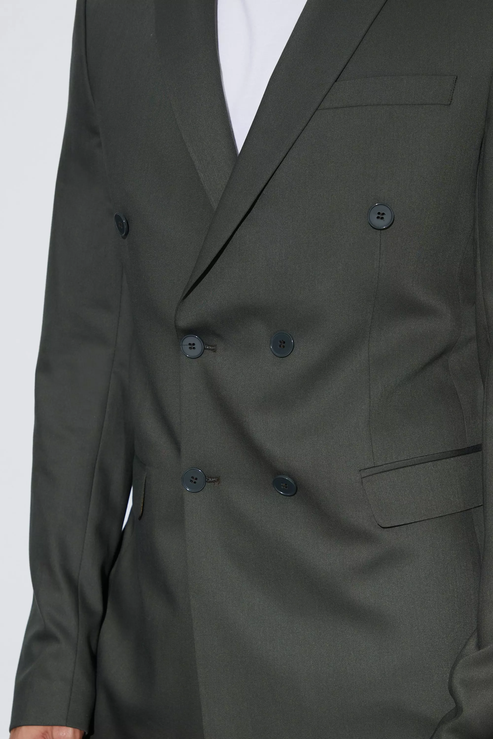 Khaki Tall Super Skinny Double Breasted Blazer alternative image
