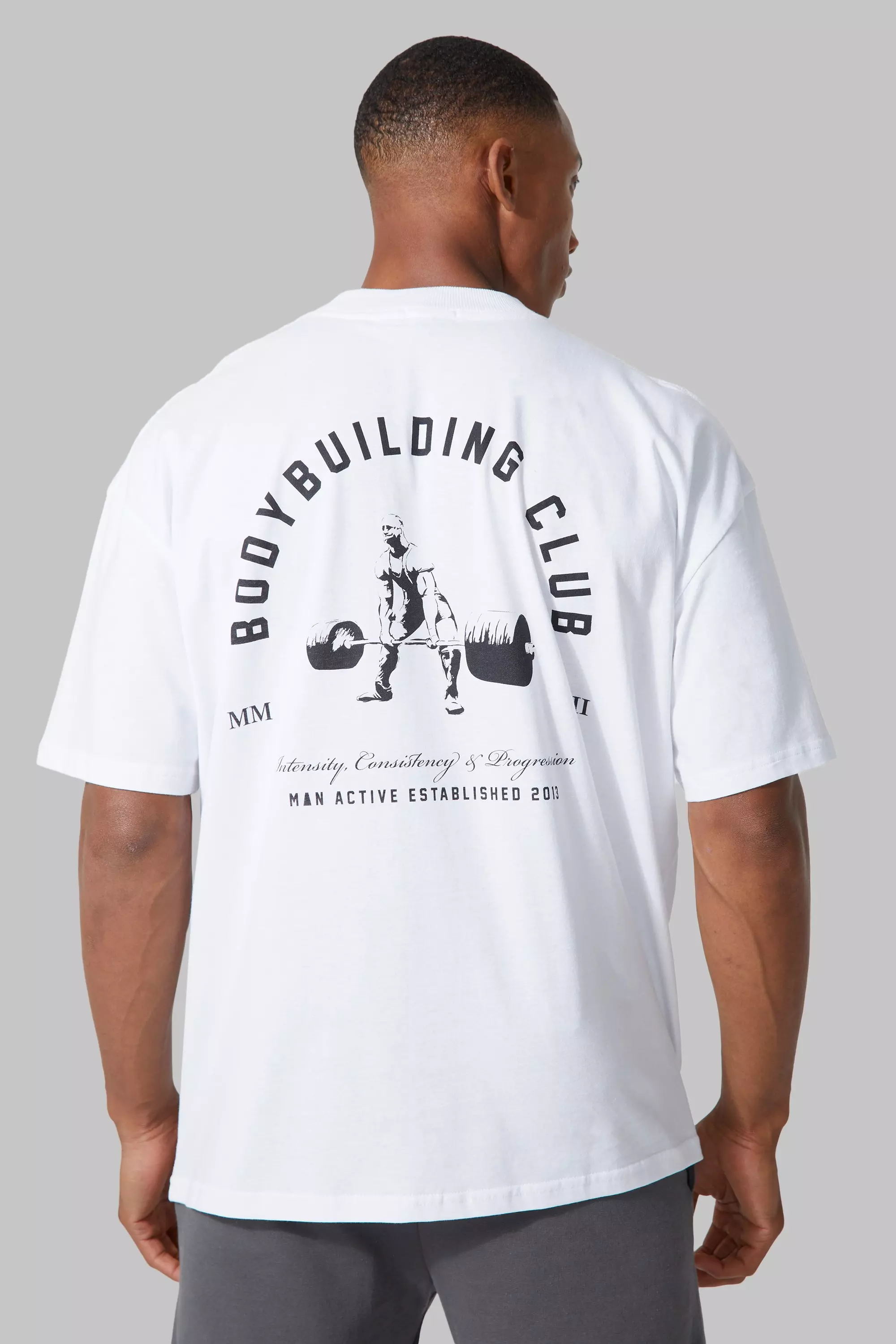 Man Active Oversized Body Building T-shirt White