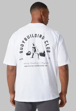 Man Active Oversized Body Building T-shirt White