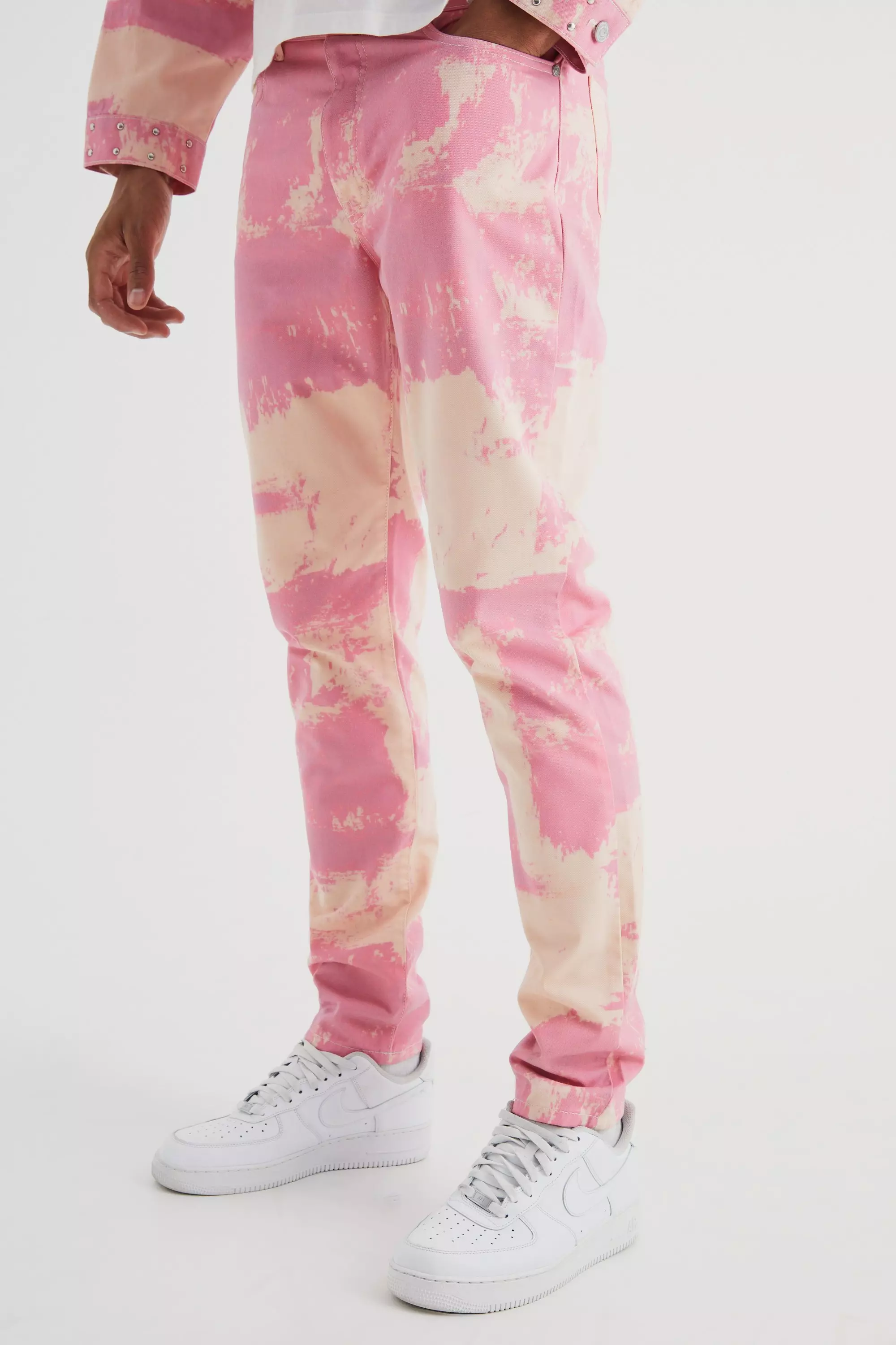 Tall Slim Rigid Bleached Gusset Jeans Pink