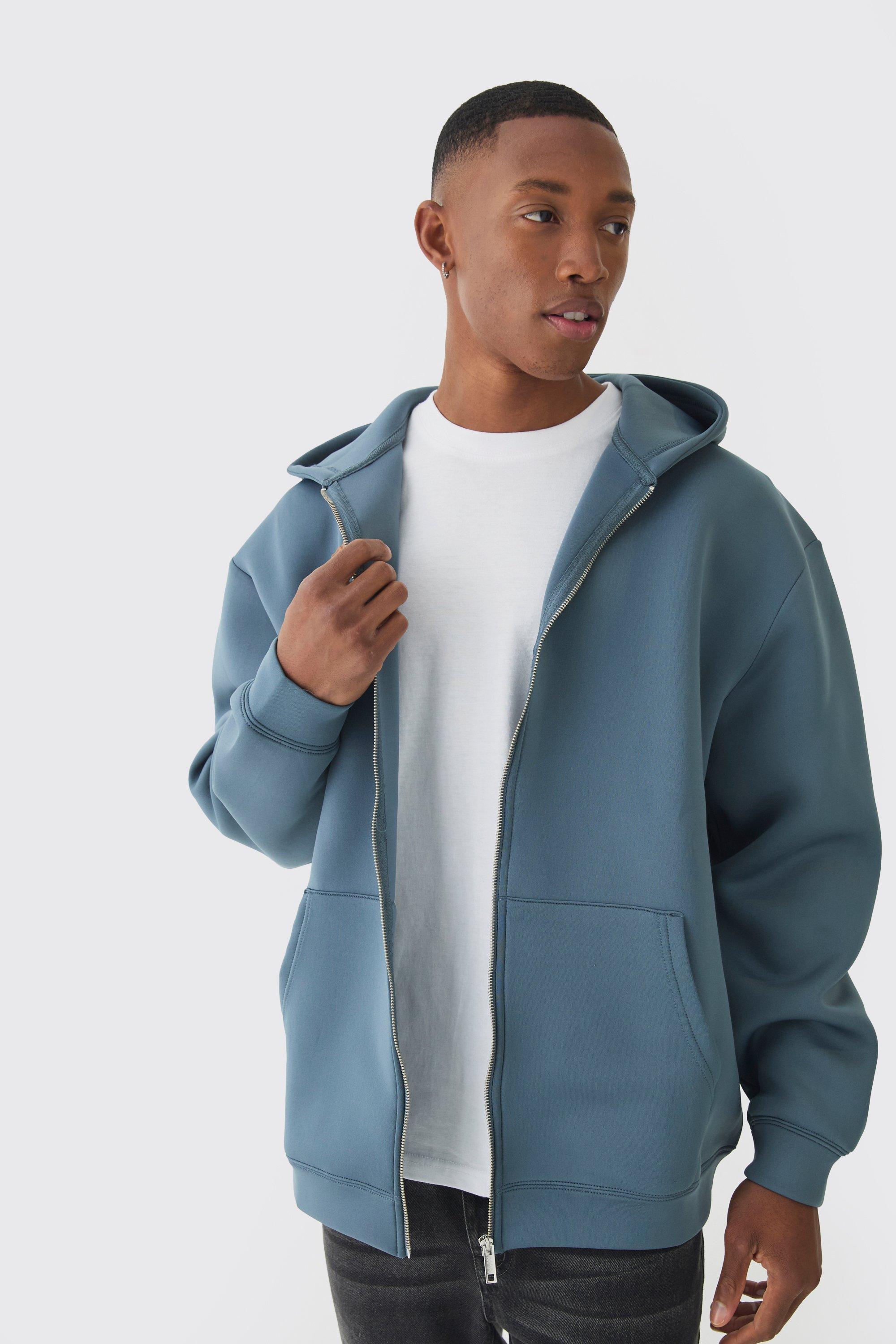 Oversized Zip Through Bonded Scuba Hoodie