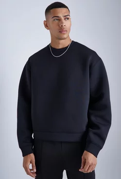 Oversized Boxy Bonded Scuba Sweatshirt Black
