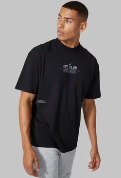 Active Lift Club Oversized Text Print T-shirt Black